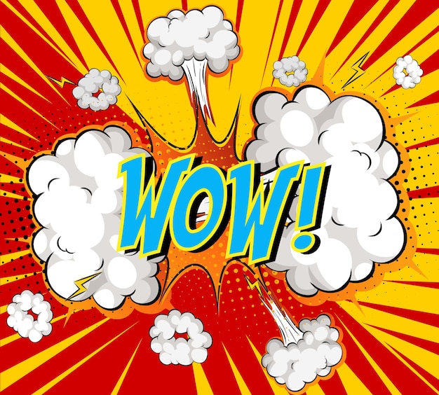 Free vector word wow on comic cloud explosion