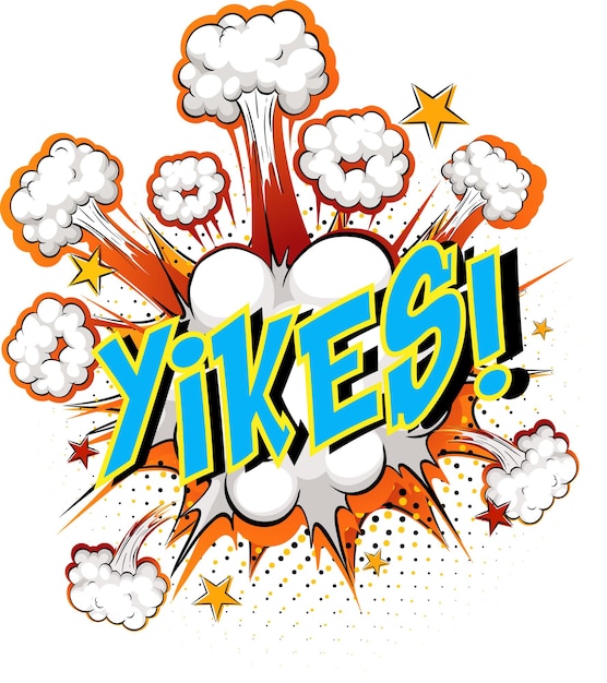 Бесплатное векторное изображение Слово yikes на комическом облаке