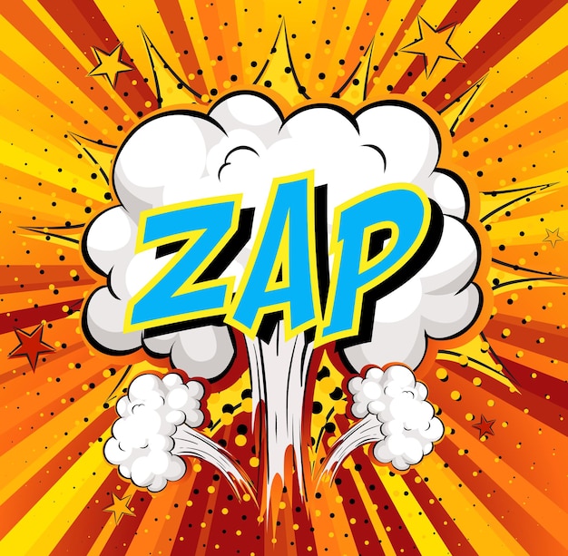 Free vector word zap on comic cloud