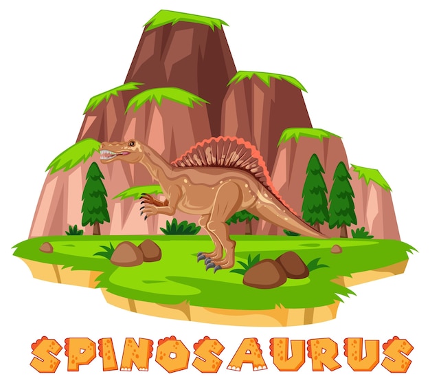 Free vector wordcard design for spinosaurus