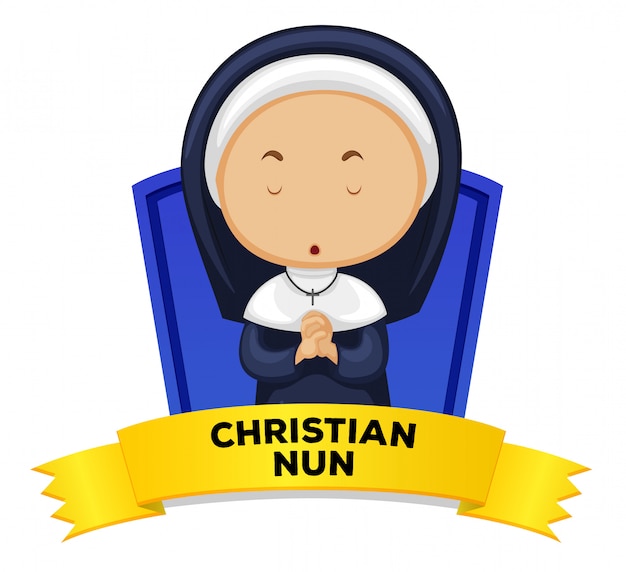 Free vector wordcard with occupation christian nun