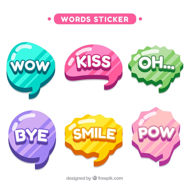 Free vector words sticker collection