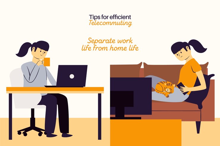 Free Vector work from home remote separate work and spare time