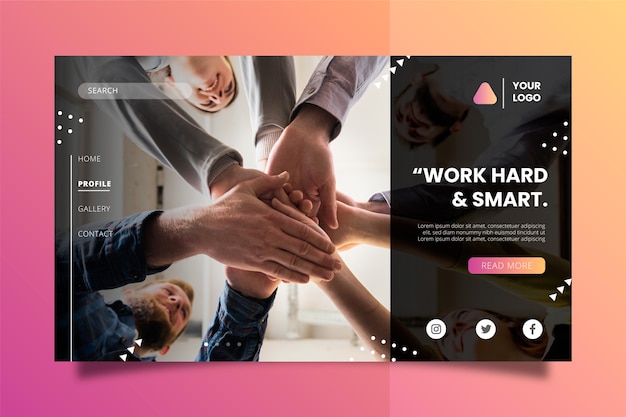 Work hard and smart business concept landing page