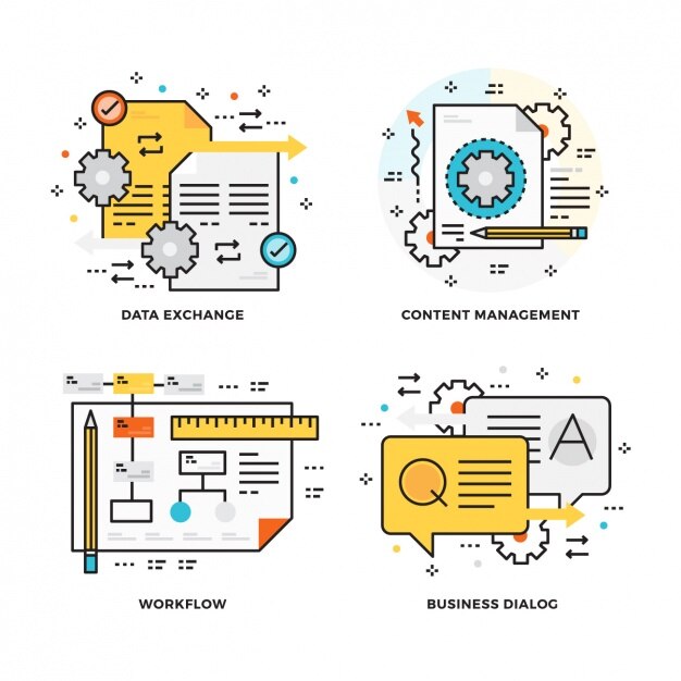 Free Vector work process designs set