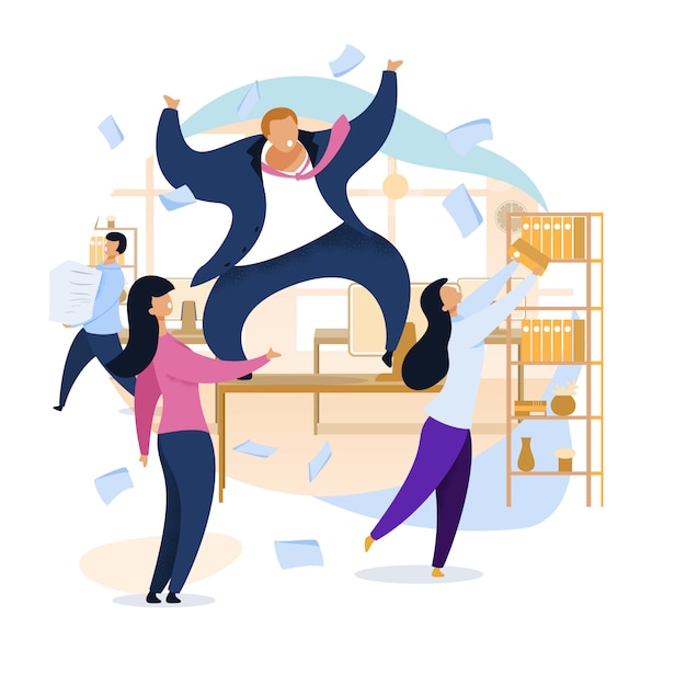 Work rush, office chaos, flat illustration Free Vector
