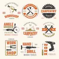 Free vector work tools retro style emblems