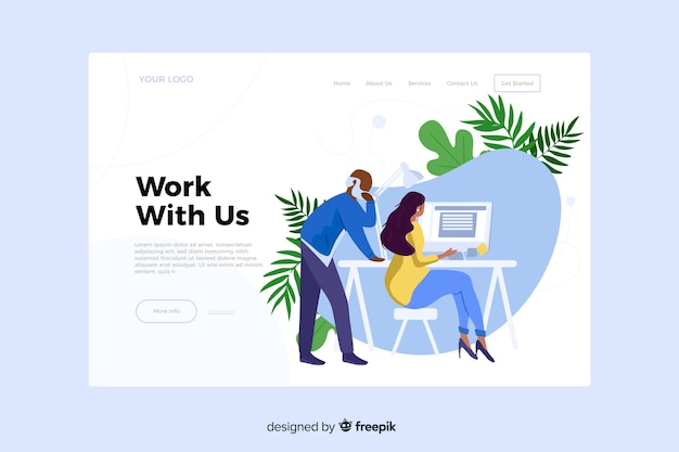 Free vector work with us concept for landing page