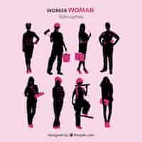 Free vector worker woman silhouettes