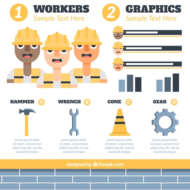 Рабочие и строительные элементы для infography