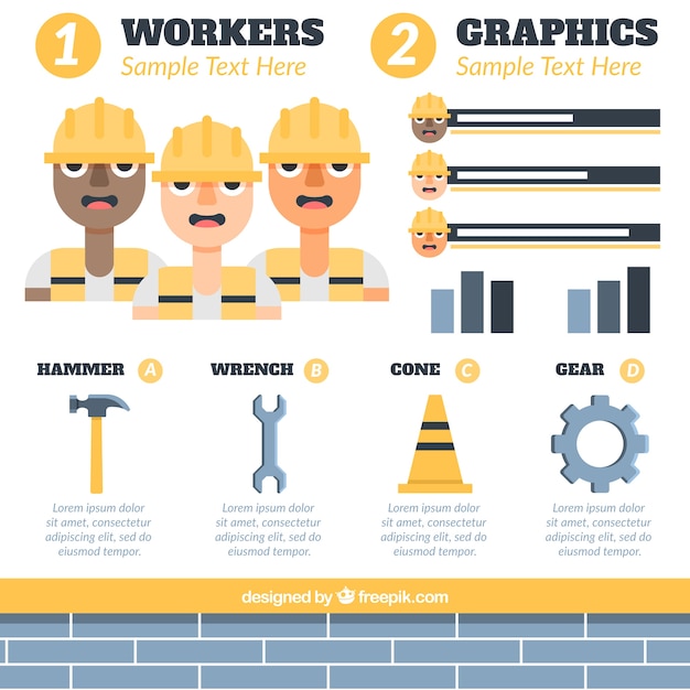 I lavoratori e gli elementi di costruzione per infografia