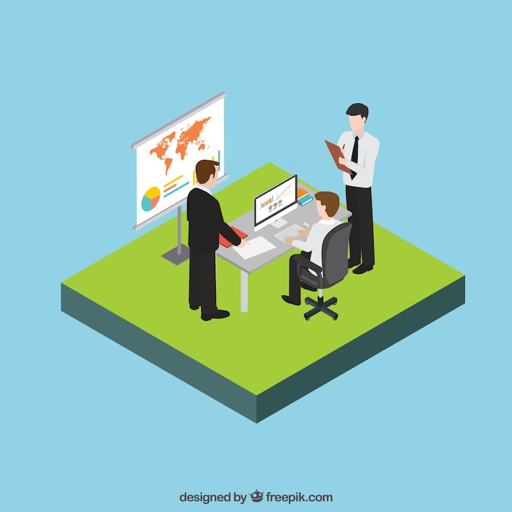 Free Vector workers in a office