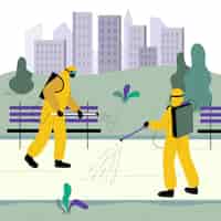 Бесплатное векторное изображение Работники, обеспечивающие уборку в общественных местах