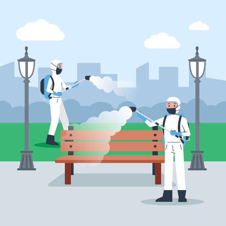 Free Vector workers providing cleaning service in public spaces