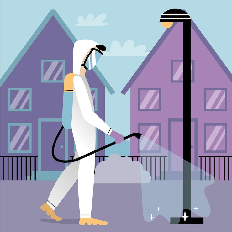 Free Vector workers providing cleaning service in public spaces