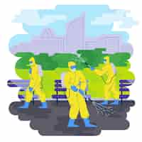 Free vector workers providing cleaning service in public spaces