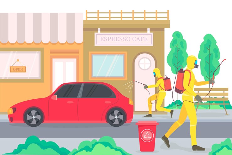 Free Vector workers providing cleaning service in public spaces