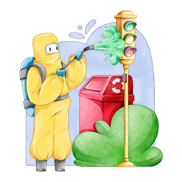 Бесплатное векторное изображение Работники, предоставляющие услуги по уборке в общественных местах на открытом воздухе