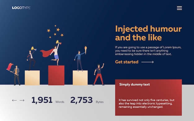 Free vector workers winning awards landing page