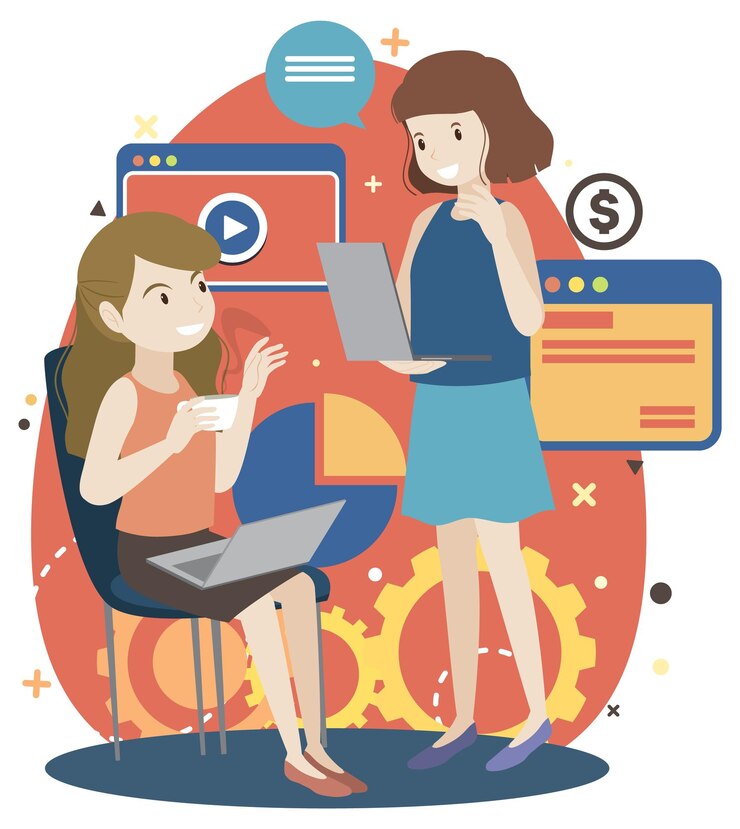 Free Vector working characters flat design for web banner