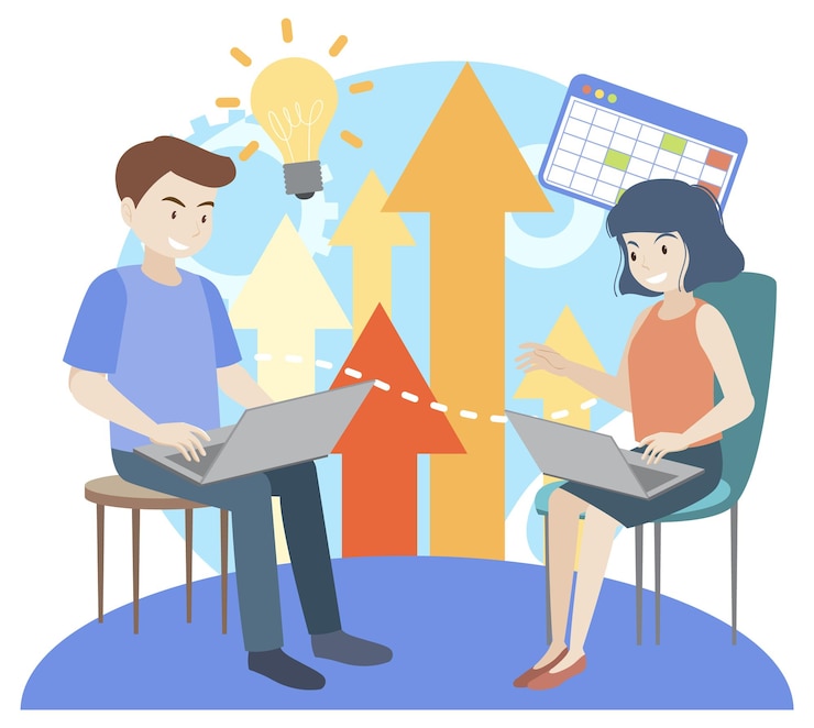 Free Vector working characters flat design for web banner