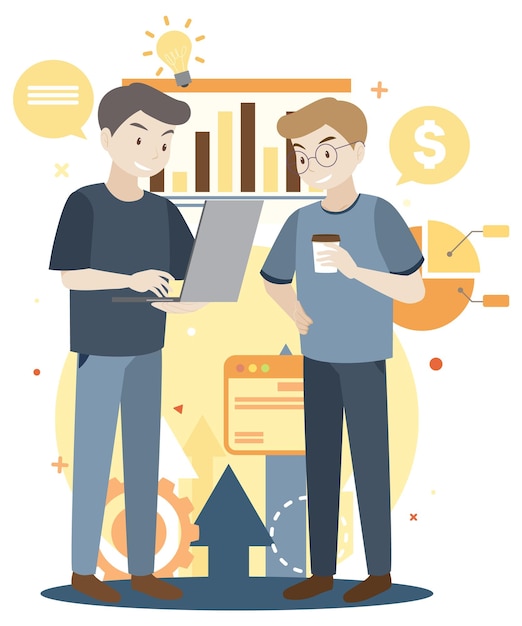 Free vector working characters flat design for web banner