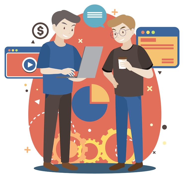 Free Vector working characters flat design for web banner
