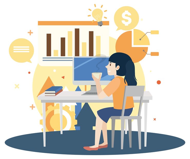 Free Vector working characters flat design for web banner