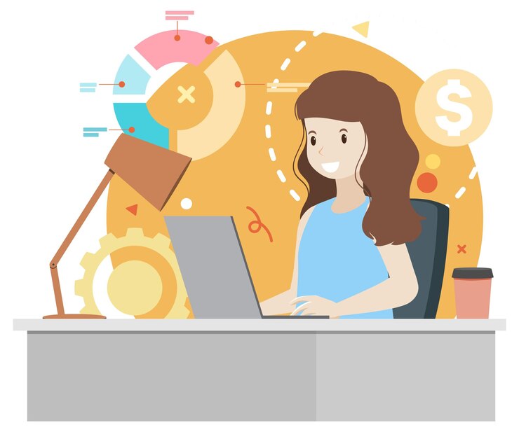 Free Vector working characters flat design for web banner