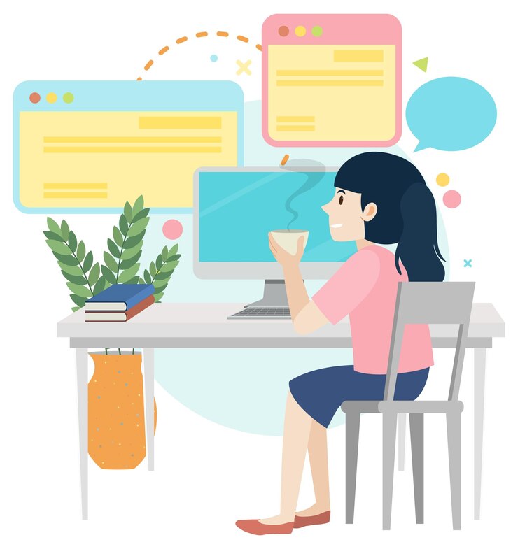 Free Vector working characters flat design for web banner
