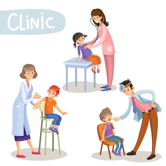 Working in clinic pediatrician cartoon vector