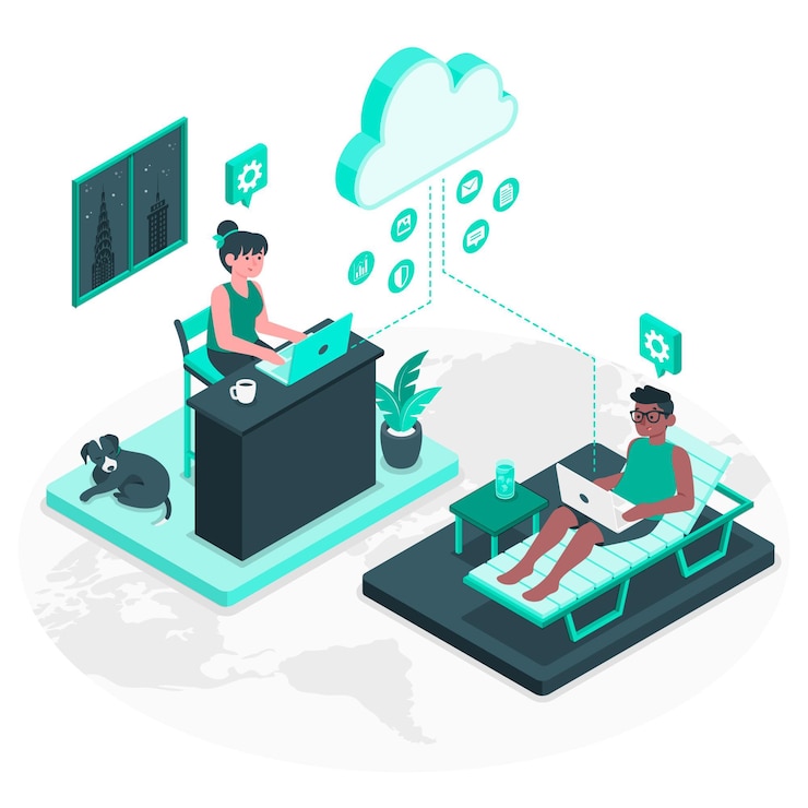 Free Vector working remotely concept illustration