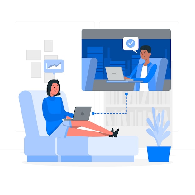 Free vector working remotely concept illustration