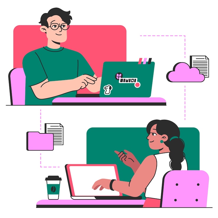 Free Vector working remotely concept illustration