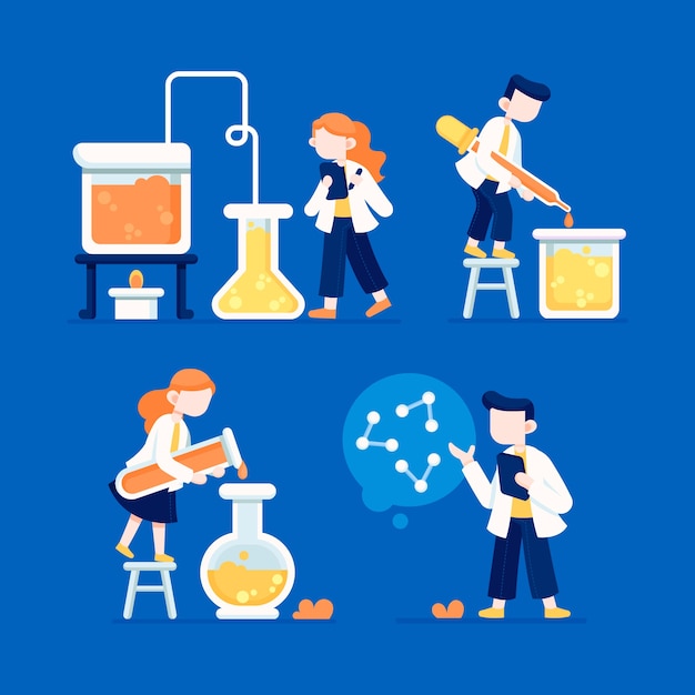 Free vector working scientist character using chemicals