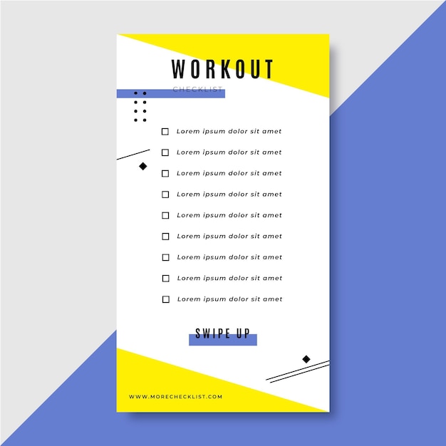 Free vector workout checklist instagram story template