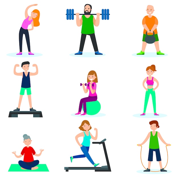 Free vector workout people set