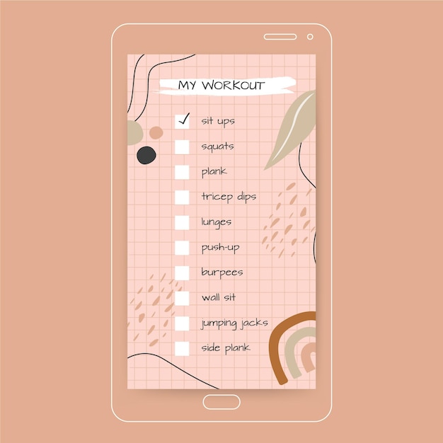 Розовый контрольный список для тренировок в instagram