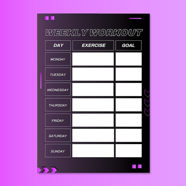 Workout planner template design