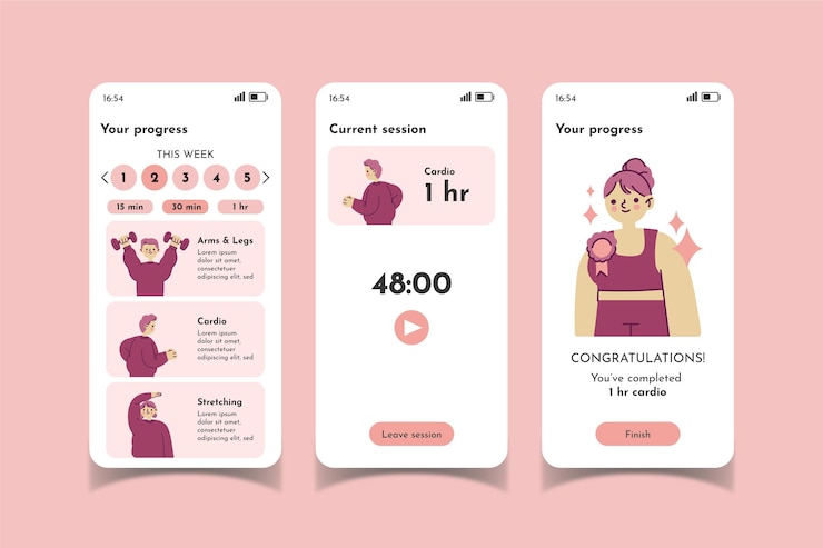 Free Vector workout tracker app interface