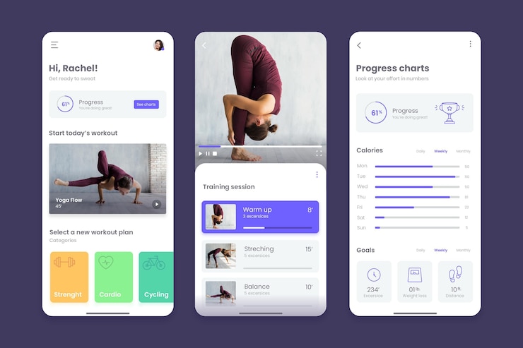 Free Vector workout tracker app interface