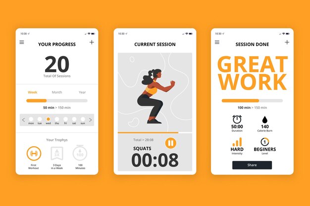 Интерфейс приложения для отслеживания тренировок