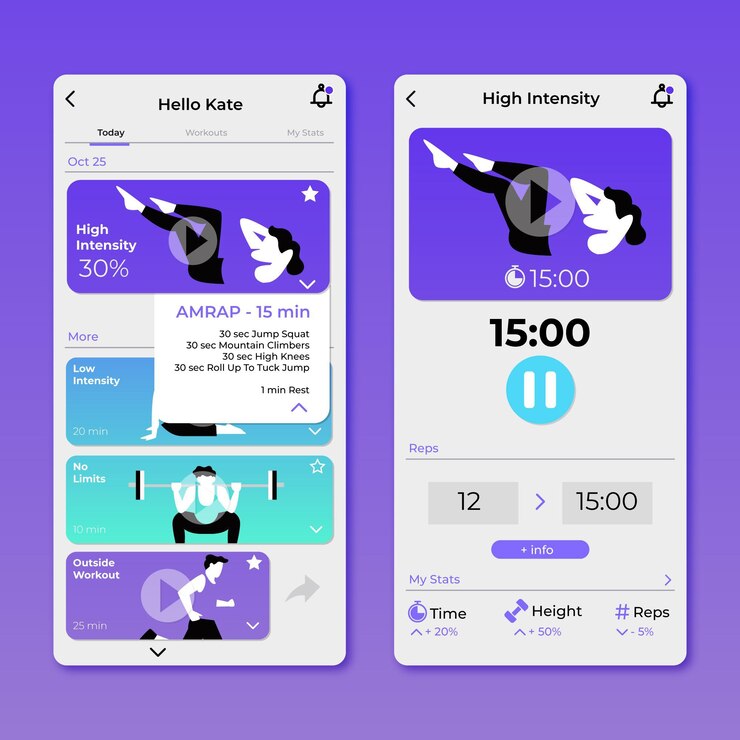 Free Vector workout tracker application template