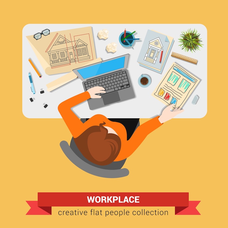 Free Vector workplace architect illustration