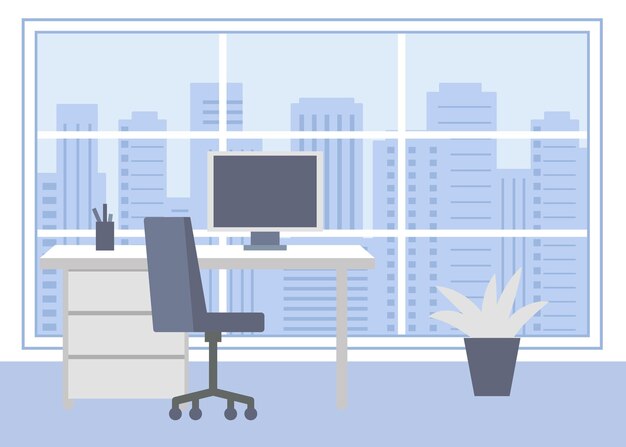 イラストインテリア居心地の良いオフィス事業会社 無料のベクター