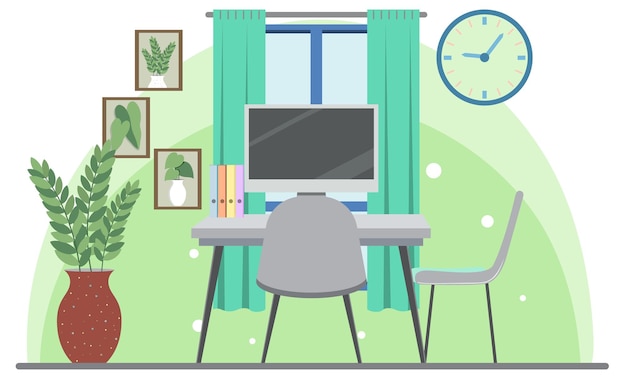 Free vector workroom interior concept in flat design