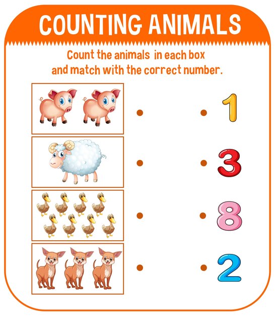 Worksheet design for counting animals