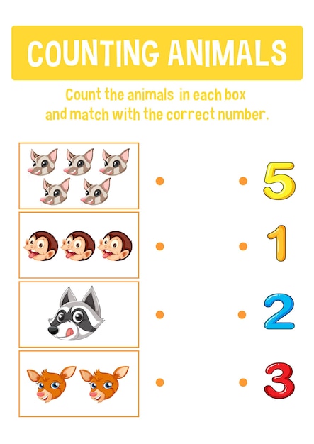 Worksheet design for counting animals