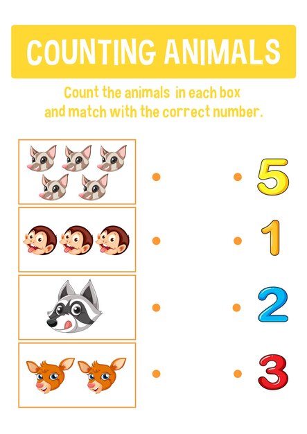 Worksheet design for counting animals