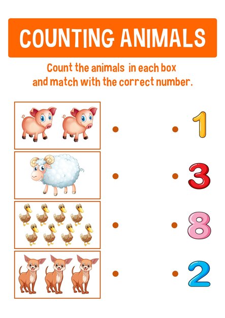 Worksheet design for counting animals